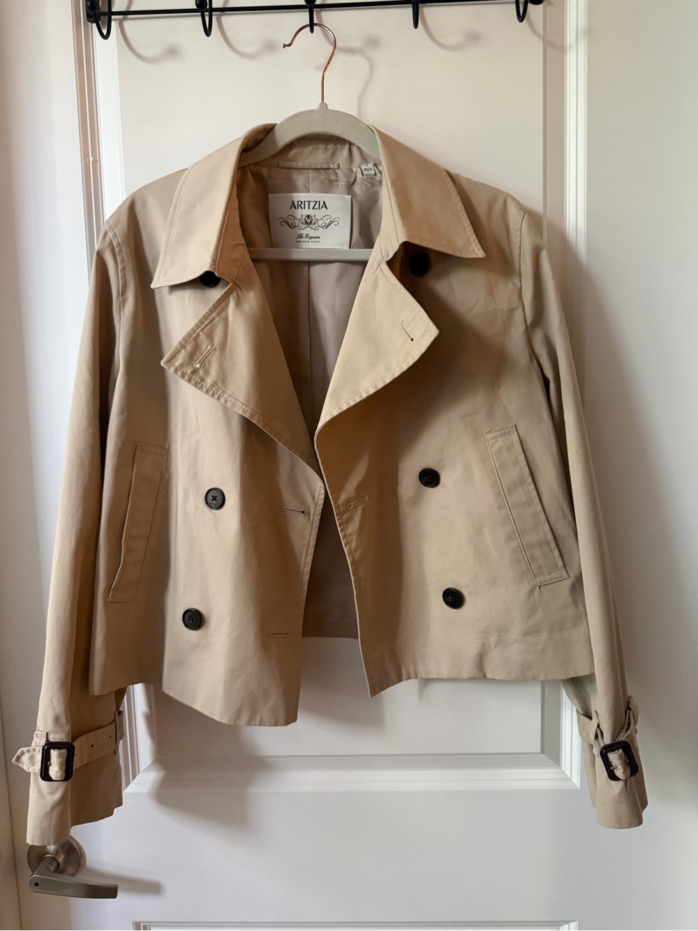 Aritzia Cropped Tan Trench Coat